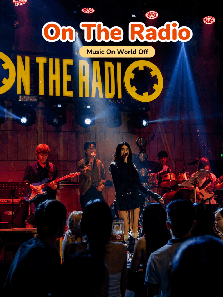 A live band playing to the crowd at On The Radio music bar in Da Nang
