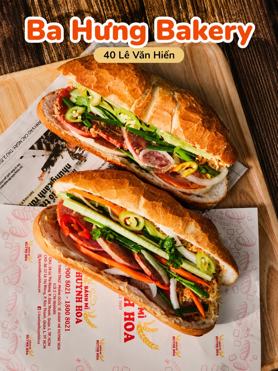 Huỳnh Hoa–style bánh mì from Ba Hưng Bakery, 40 Lê Văn Hiến, Da Nang