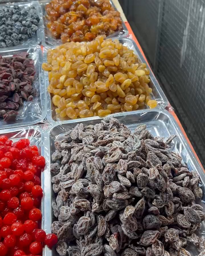 Trays of dried and candied fruit at Son Tra Night Market