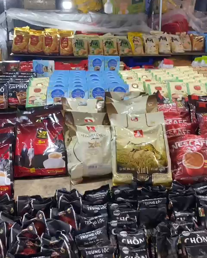 Packs of Vietnamese coffee for sale at Son Tra Night Market